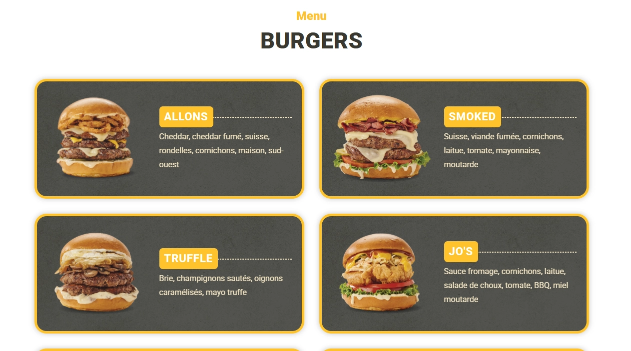 Allons Burger menu item 1